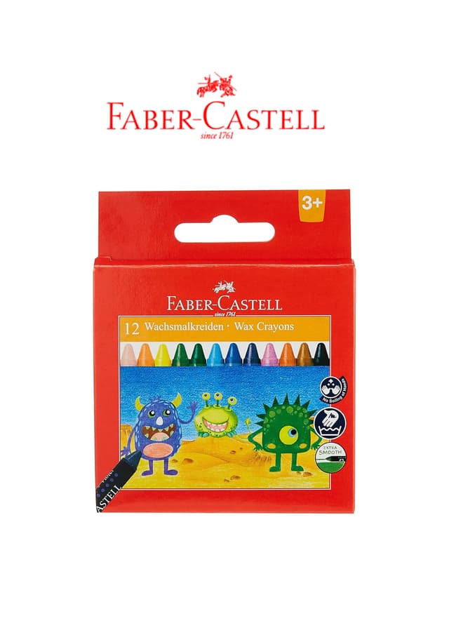 Faber-Castell 12 Wax Crayon Colour 75 mm (120043) | 