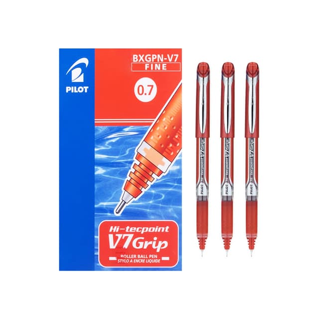 Pilot Hi-Tecpoint V7 Grip 0.7mm Roller Ball Pen (BXGPN-V7-R) Red Rouge Per Each | 