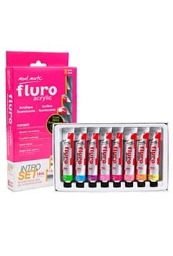 Mont Marte Fluoro Acrylic Paint Intro Set Premium 8pc x 18ml (PMFL8181) | 