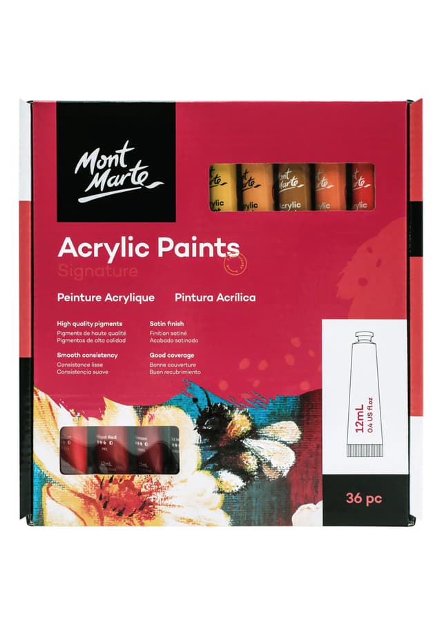 Mont Marte Acrylic Paints 36pc*12ml - PMHS0050 | 