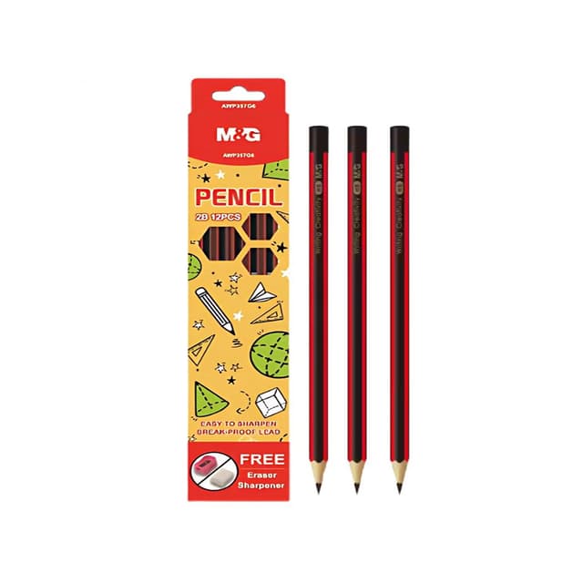 M&G 2B Wood Pencil AWP357G6 With Free Eraser & Sharpener | 