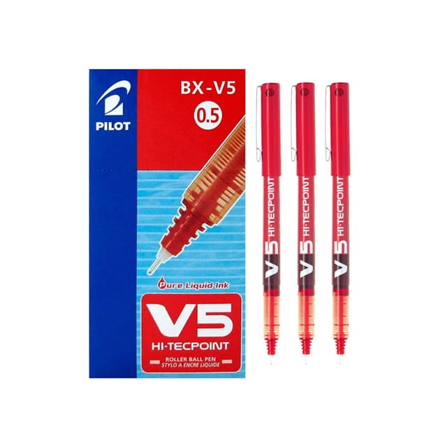 Pilot Hi-Tecpoint 0.5mm Roller Ball Pen (BX-V5-R) Red Rouge Per Each | 