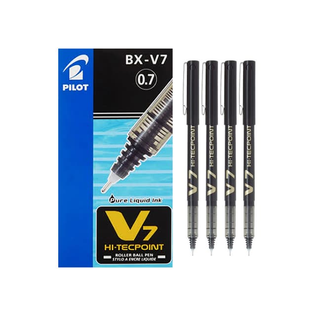 Pilot Hi-Tecpoint 0.7mm Roller Ball Pen (BX-V7-B) Black Noir Per Each | 
