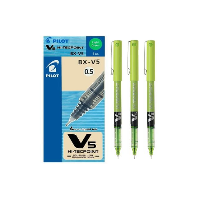 Pilot Hi-Tecpoint 0.5mm Roller Ball Pen (BX-V5-LG) Light Green Per Each | 