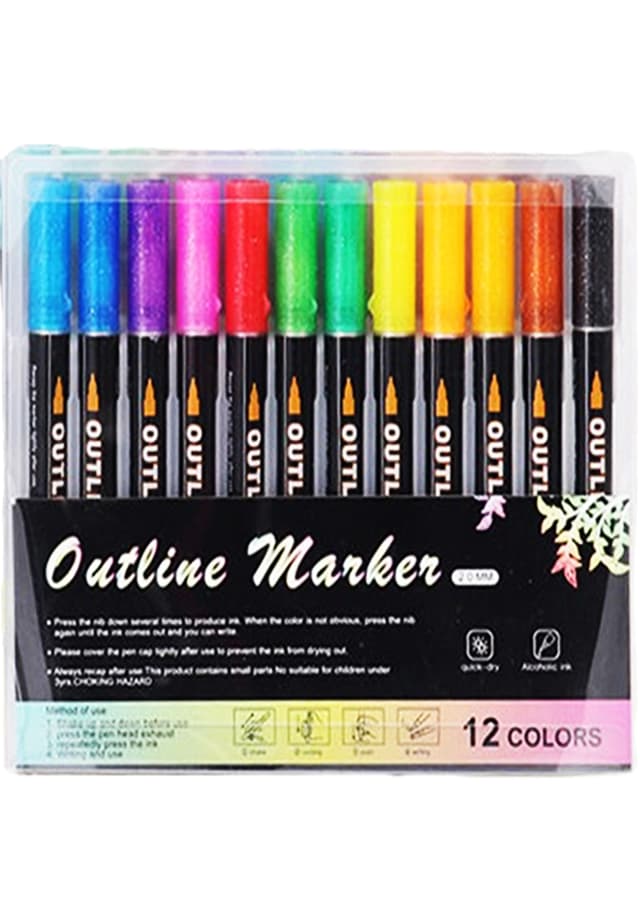 Foska Outline Marker 2.0mm 12 Colors Set (LP1012) |