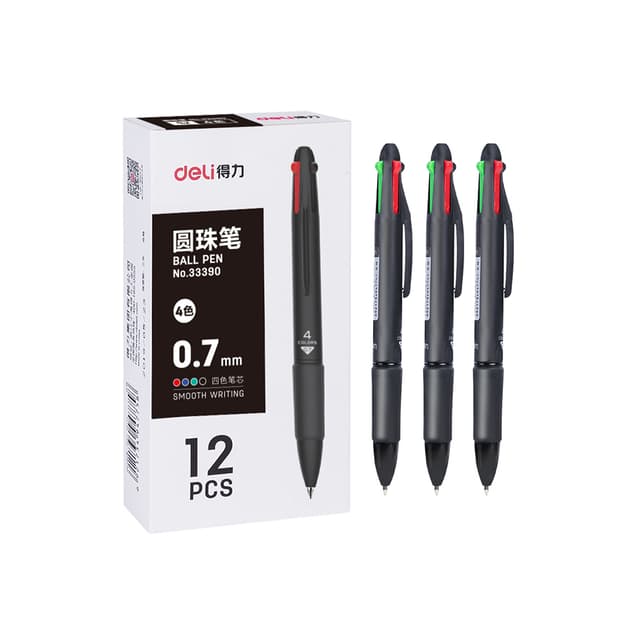 Deli Multicolour 0.7mm Ball Pen (No.33390) Per Each |