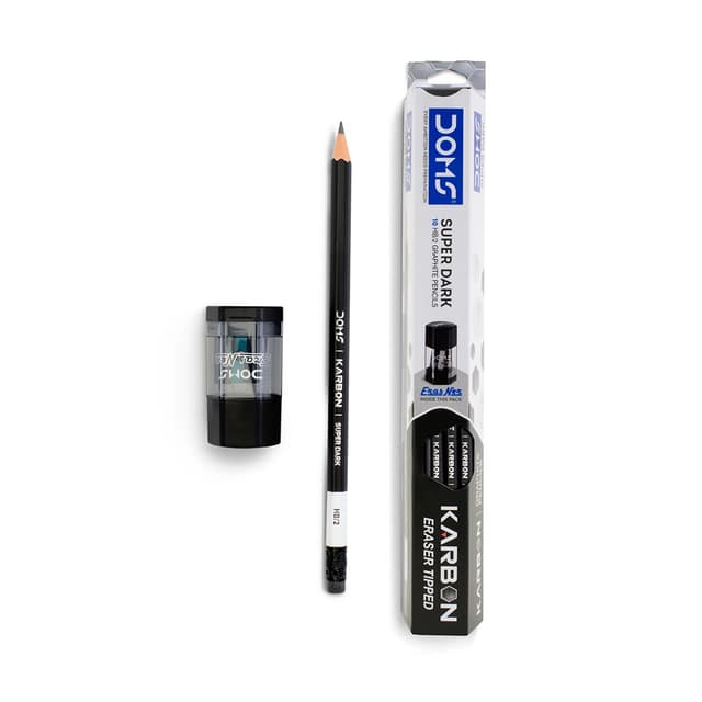 Doms Karbon Super Dark HB/2 With ErasNer Set (Art No.8365) Black Graphite Pencils 10pcs |
